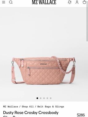 MZ Wallace Quilted Dusty Rose Crosby Crossbody Sling